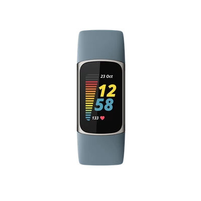 FITBIT Charge 5 Aktivitásmérő fitnesz karkötő (Steel Blue / Platinum Stainless Steel)