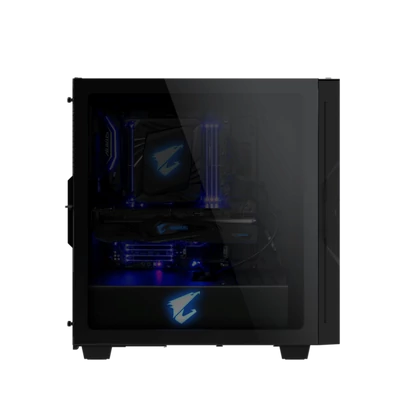 GIGABYTE Ház AORUS C300 Glass, GB-AC300G, Tápegység nélkül, Fekete