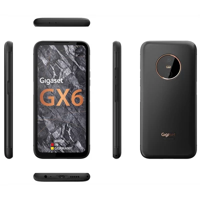 GIGASET GX6 okostelefon, 6,6”, 5G, Bt5.2, NFC, 6/128GB, IP68 víz- és porálló, Dual SIM, Android 12, kivehető akku,fekete