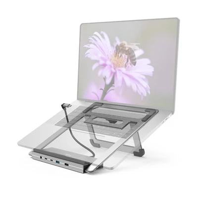 HAMA 00200139, FIC USB 3.2 GEN2 TYPE-C,12IN1 DOKKOLÓ ÁLLVÁNY (USB3.1,HDMI,DP, LAN,USB-C,PD) - szürke