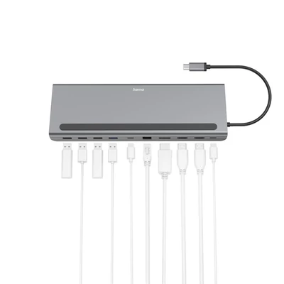 HAMA 200100, USB TYPE-C 10 IN 1 DOKKOLÓ ADAPTER (4x USB-A, 2x HDMI, DP, LAN, USB-C, PD)