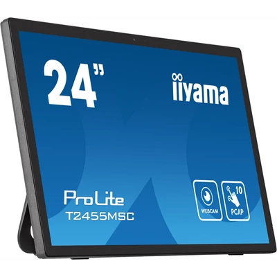IIYAMA touch IPS monitor 23.8" T2455MSC-B1, 1920x1080, 16:9, 350cd/m2, 5ms, HDMI/DP/2xUSB, hangszóró, webkamera