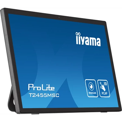 IIYAMA touch IPS monitor 23.8" T2455MSC-B1, 1920x1080, 16:9, 350cd/m2, 5ms, HDMI/DP/2xUSB, hangszóró, webkamera