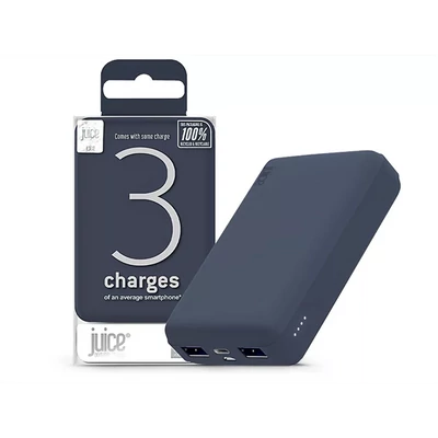 JUICE UNIVERZÁLIS HORDOZHATÓ, ASZTALI AKKUMULÁTOR TÖLTŐ - ECO 3 POWER BANK - 2XUSB +TYPE-C - 10.000 MAH - SÖTÉTKÉK