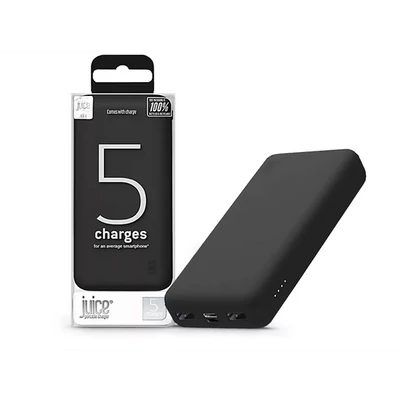 JUICE UNIVERZÁLIS HORDOZHATÓ, ASZTALI AKKUMULÁTOR TÖLTŐ - ECO 5 POWER BANK - 2XUSB +TYPE-C - 15.000 MAH - FEKETE
