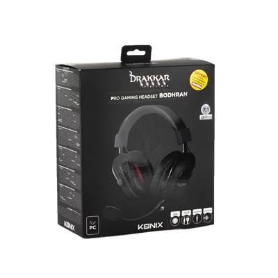 KONIX - DRAKKAR PC Bodhran 7.1 Fejhallgató Vezetékes Gaming Stereo Mikrofon, Fekete