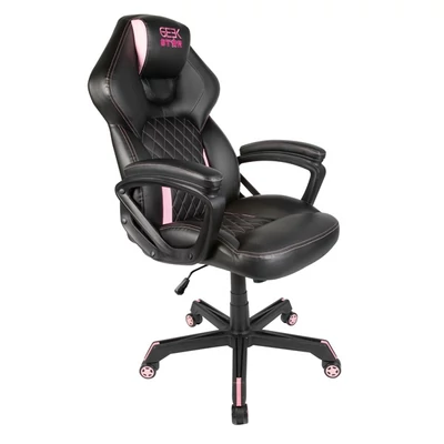 KONIX - GEEK STAR Onyx Gaming Szék Fejtámasszal, Fekete-Rózsaszín