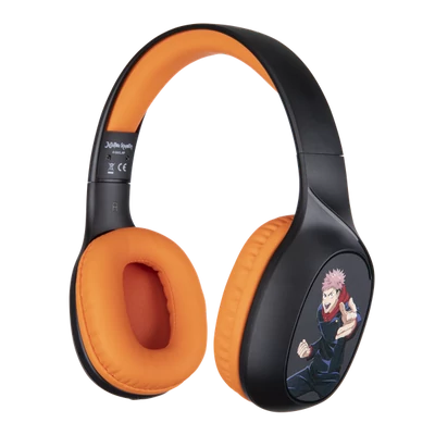 KONIX - JUJUTSU KAISEN 2.0 Fejhallgató Bluetooth Vezeték Nélküli Gaming Stereo Mikrofon, Fekete-Narancs