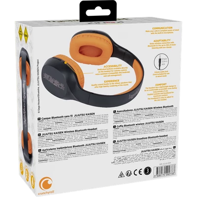 KONIX - JUJUTSU KAISEN 2.0 Fejhallgató Bluetooth Vezeték Nélküli Gaming Stereo Mikrofon, Fekete-Narancs