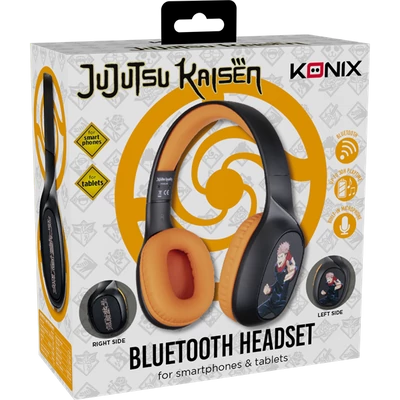 KONIX - JUJUTSU KAISEN 2.0 Fejhallgató Bluetooth Vezeték Nélküli Gaming Stereo Mikrofon, Fekete-Narancs