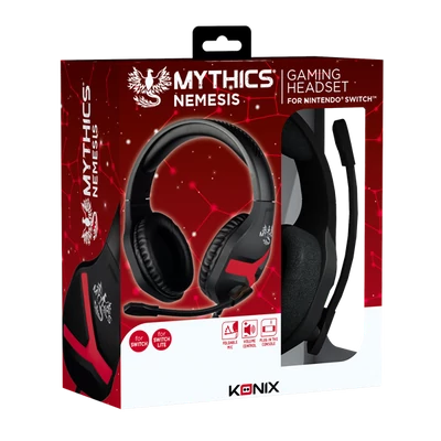 KONIX - MYTHICS Nintendo Switch Fejhallgató Nemesis Vezetékes Gaming Stereo Mikrofon, Fekete