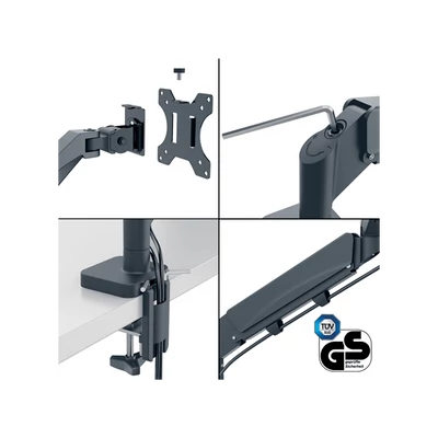 LEITZ, Ergo Dual helytakarékos monitor- és laptopkar, sötétszürke