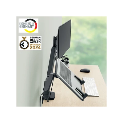 LEITZ, Ergo Dual helytakarékos monitor- és laptopkar, sötétszürke