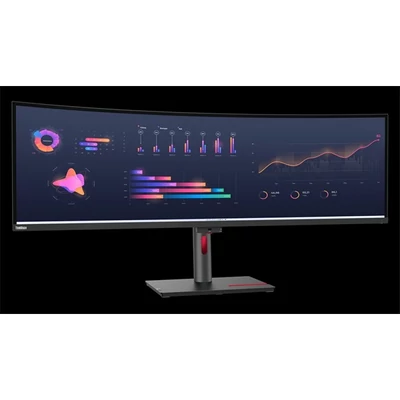 LENOVO Monitor - ThinkVision P49w-30, ívelt, 49" 5120x1440 IPS, 32:9, 2000:1, 350cd/m2, 4ms, USB, USB-C, HDMI, DP