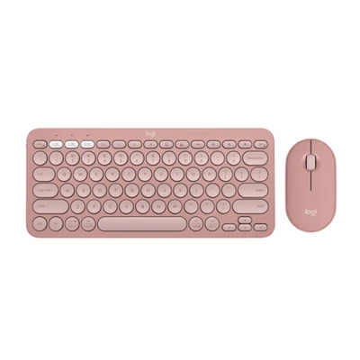 LOGITECH Billentyűzet + egér - Pebble 2 Vezeték Nélküli Combo Rózsaszín, US