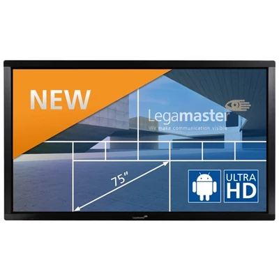 Legamaster Interaktív kijelző, ETX-7510, 75", UHD, multi-touch(32 érintés), HDMI, DP, VGA, USB, RS232, WiFi, LAN
