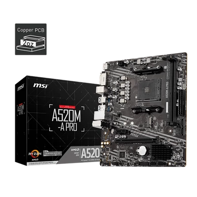 MSI Alaplap AM4 A520M-A PRO AMD A520, mATX