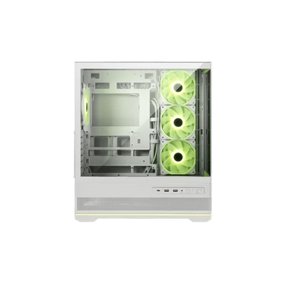 MSI Ház Micro ATX PANO 110R PZ, 4xARGB ventilátor, Tápegység nélkül, üvegfalú, fehér