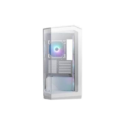 MSI Ház Micro ATX PANO M100R PZ WHITE, 4xARGB ventilátor, Tápegység nélkül, üvegfalú, fehér