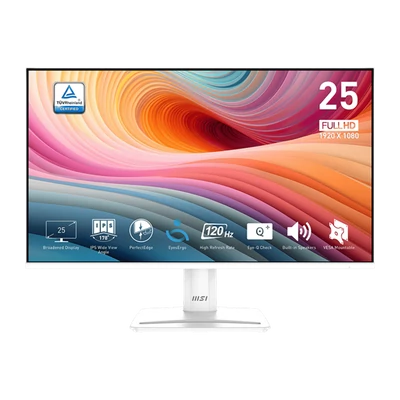 MSI Monitor Business PRO MP251W E2 24,5" FHD, 1920x1080, IPS, 120Hz, 1500:1 CR, 300cd/m2, 1ms, HDMI, DP, VGA, White
