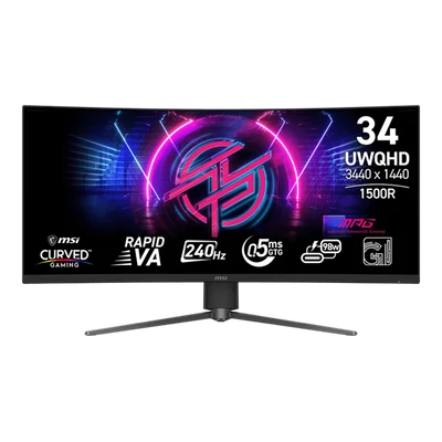 MSI Monitor GAMING MPG 346CQRF X24 Ívelt 34" UWQHD, 3440x1440, 240Hz RapidVA 21:9, 400cd/m2, 1 ms, 2x HDMI, DP, USB-C