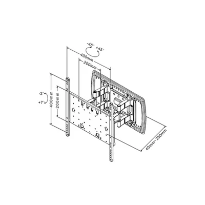 MULTIBRACKETS Fali konzol, M VESA Super Slim Tilt & Turn HD (40-86", max.VESA: 400x400 mm, 52 kg)
