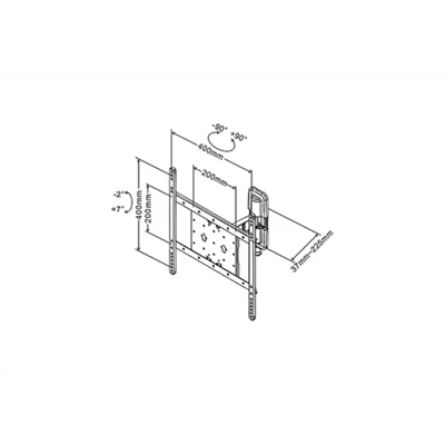 MULTIBRACKETS Fali konzol, M VESA Flexarm Tilt & Turn II (32-50", max.VESA: 400x400 mm, 25 kg)