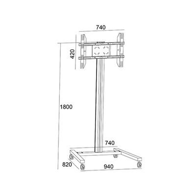 MULTIBRACKETS Gurulós padlóállvány, M Display Stand 180 Single Black (24-65", max.VESA: 700x400 mm, 50kg)