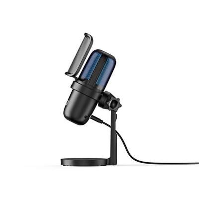 NEDIS GSMIC210BK RGB streaming asztali mikrofon, Használható: Asztali / Notebook, USB Type-A,  Be/Ki kapcsoló, szűrő