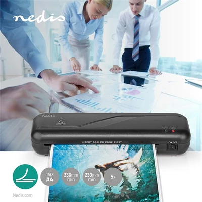 Nedis LAMI112BK4 laminálógép, A4 formárum, otthoni, irodai használat, laminálási sebesség: 23 cm / perc