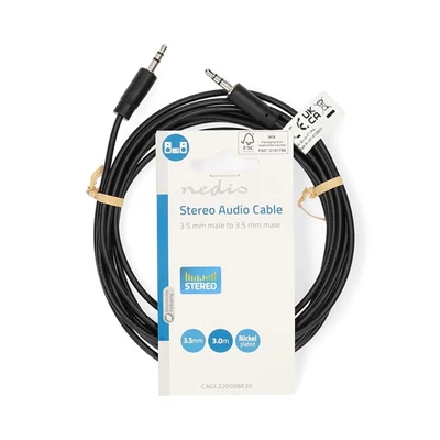 Nedis CAGL22000BK30 sztereo audio kábel, 3,5 mm jack dugó - 3,5 mm jack dugó, 3m