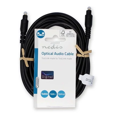 Nedis CAGL25000BK50 optikai audio kábel, TosLink dugó, hossz 5m