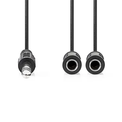 Nedis CCAGB23110BK02 sztereo audio kábel, 6,35 mm sztereo jack dugó - 2x 6,35 mm jack aljzat, 0,20m