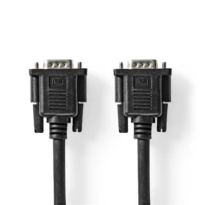 Nedis CCGP59100BK20, VGA kábel, VGA dugó VGA anya Nikkelezett Maximális felbontás:1280x800  2,00 m  Kerek ABS fekete