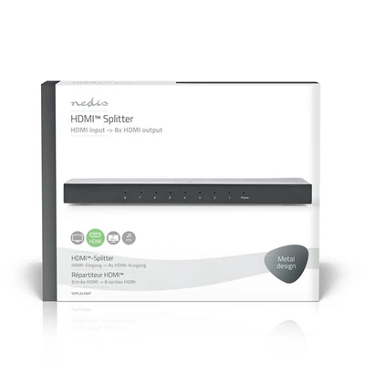 Nedis HDMI splitter, 1 x HDMI be - 8 x HDMI ki, 4K@60Hz, VSPL3478AT