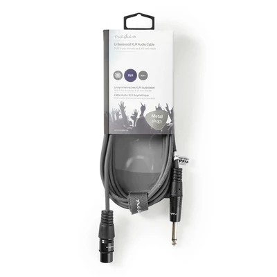 Nedis COTH15120GY30 félprofi audio kábel, 6,35mm mono jack dugó - 3p XLR aljzat, hossz 3m, rugalmas