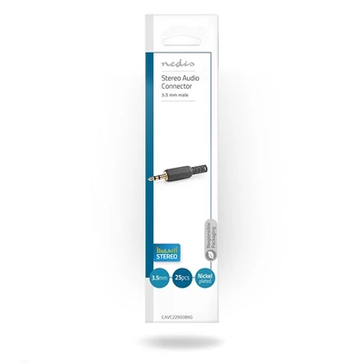 Nedis CAVC22900BKG forrasztható 3,5mm sztereó jack dugó, 25db/csomag