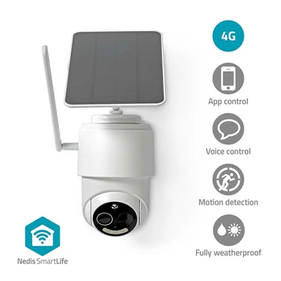 Nedis SIMCBO50WT 4G kűltéri kamera, full HD 1080p, dönthető, forgatható, IP65, napelem, mozgásérzékelő, éjjel látás