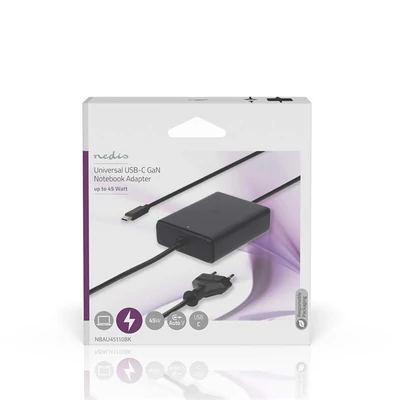 Nedis NBAU45110BK tápegység GaN | 45 W | 5/9/12/15/20 V DC | 2,25 / 2,33 / 2,92 / 3,0 A