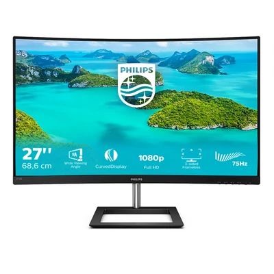 PHILIPS Ívelt VA monitor 27" 272E1CA/00 1920x1080, 16:9, 250cd/m2, 4ms, VGA/HDMI/DisplayPort, hangszóró