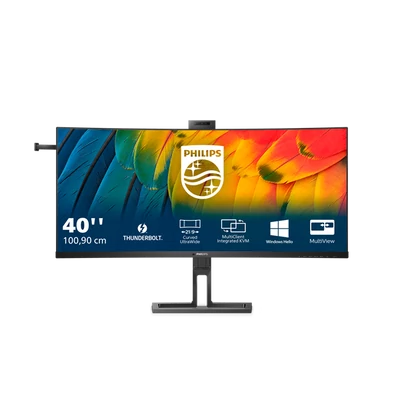 PHILIPS Ívelt monitor 40" 40B1U6903CH, 5120x2160, 21:9, 300 cd/m2, 4ms, HDMIx2/DP/Thunderbolt/USBx5/USB-C/LAN, hangszóró