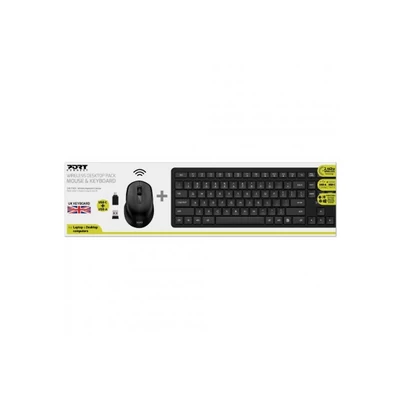 PORT DESIGNS- Port Connect Vezeték nélküli Billentyűzet&Egér 900904-UK - WIRELESS DESKTOP PACK: MOUSE & KEYBOARD UK