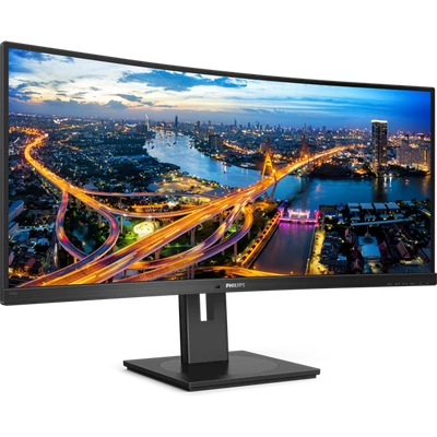 PHILIPS Ívelt VA monitor 34" 346B1C, 3440x1440, 21:9, 300cd/m2, 4ms, USB-C/USB-B/4xUSB/HDCP/LAN/DP/HDMI, hangsz.