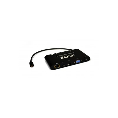 PORT DESIGNS - Dokkoló állomás,TYPE C TRAVEL 1 X 4K  ++1VGA, 1HDMI, 1 miniDP, 3xUSB-A, 1x USB-C, RJ45, SD/MMC&Micro SD