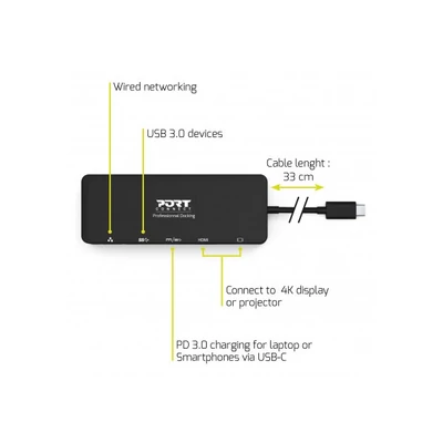 PORT DESIGNS Port Connect - Dokkoló állomás, TYPE C TRAVEL 1 X 4K PD 85W
