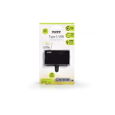 PORT DESIGNS-Port Connect HUB, Type-C to 3xUSB 3.0 + Type-C - ezüst