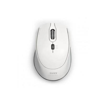 PORT DESIGNS Egér vezeték nélküli, silent, optikai, USB-C/USB, 800/1200/1600 dpi, 1,6 m, 1xAA, fehér