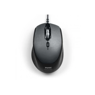 PORT DESIGNS Egér veztékes, silent, optikai, USB-C/USB, 1200/1600/2400 dpi, 1,6 m, fekete
