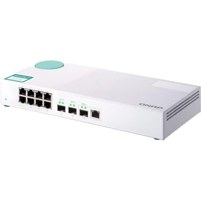 QNAP Switch 8x1000Mbps + 1x10000 SFP+ Combo + 2x10000Mbps SFP+, Nem menedzselhető, Asztali - QSW-308-1C