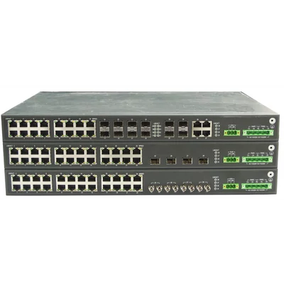 RAISECOM L3 menedzselhető ipari switch, 19"RM, 12x10G SFP+ +24xGE RJ45, (+ 2xAC TÁP!)